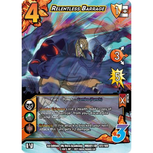 Relentless Barrage, 122/180, XR, UniVersus, MHA01 My Hero Academia