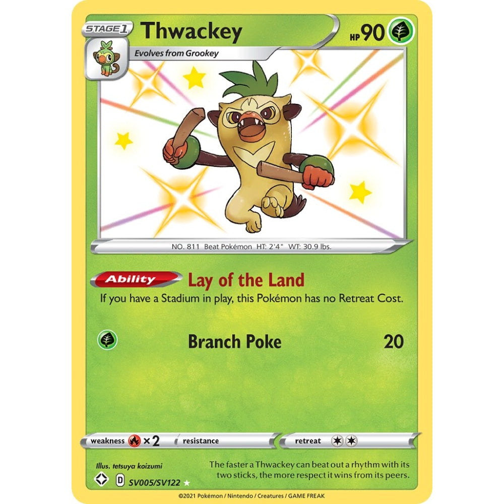 Thwackey Rare Shiny SV005/SV122 Pokemon Card Game Shining Fates