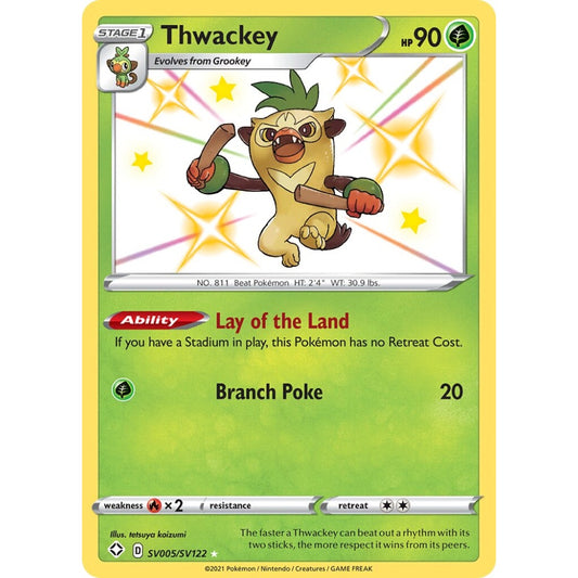Thwackey Rare Shiny SV005/SV122 Pokemon Card Game Shining Fates