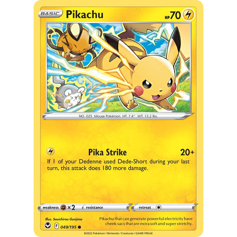 Pikachu Common 049/195 Pokemon Card Game Silver Tempest