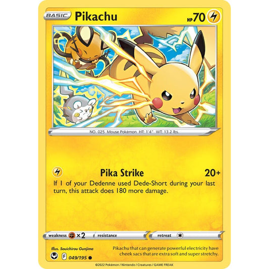 Pikachu Common 049/195 Pokemon Card Game Silver Tempest