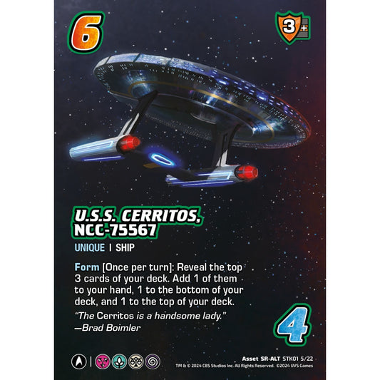 U.S.S. Cerritos, NCC-75567, 5/22, STK01, Universus, Star Trek Lower Decks Challenger Decks, Asset, SR-ALT
