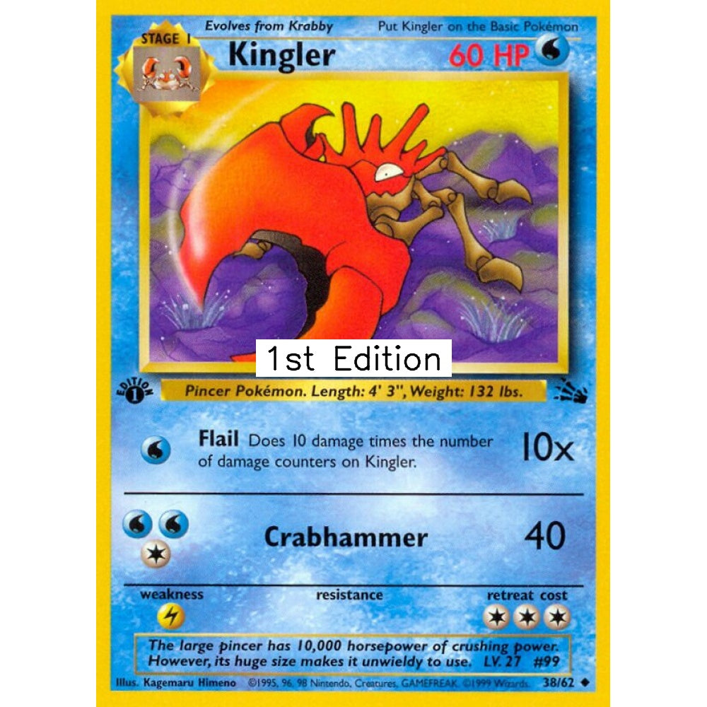 Kingler Uncommon 38/62 Pokemon Card Game Fossil
