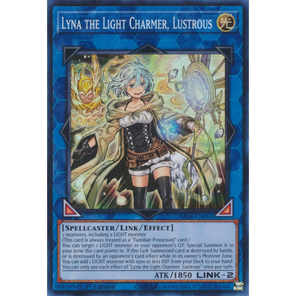 Lyna the Light Charmer, Lustrous RA04-EN081 QCR Quarter Century Secret Rare Yu-Gi-Oh Quarter Century Stampede in Art