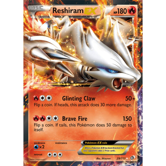 Reshiram-EX Double Rare 29/113 Pokemon Card Game Legendary Treasures