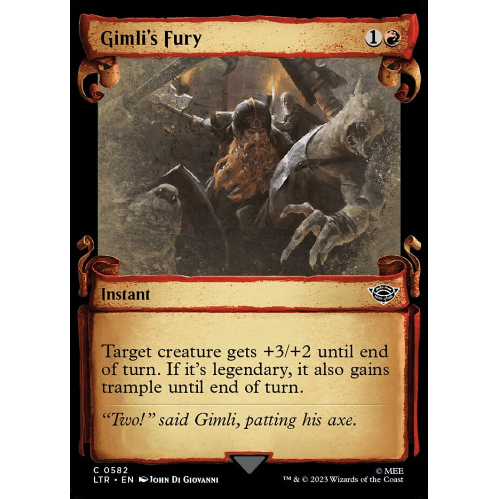 Gimli's Fury, common, 582, Magic the Gathering, The Lord of the Rings: Tales of Middle-earth