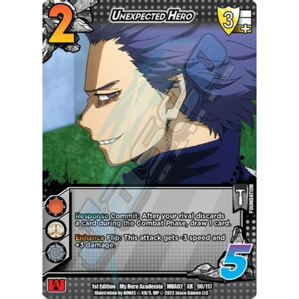 Unexpected Hero, 90/117, XR, UniVersus, MHA02 Crimson Rampage