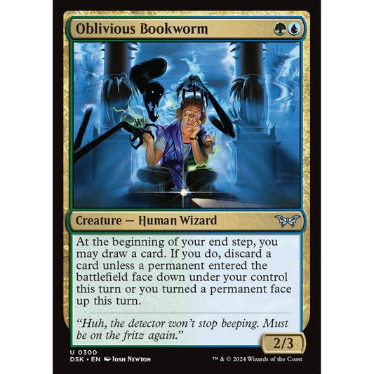 Oblivious Bookworm, 300, uncommon, Magic: The Gathering, Duskmourn: House of Horror