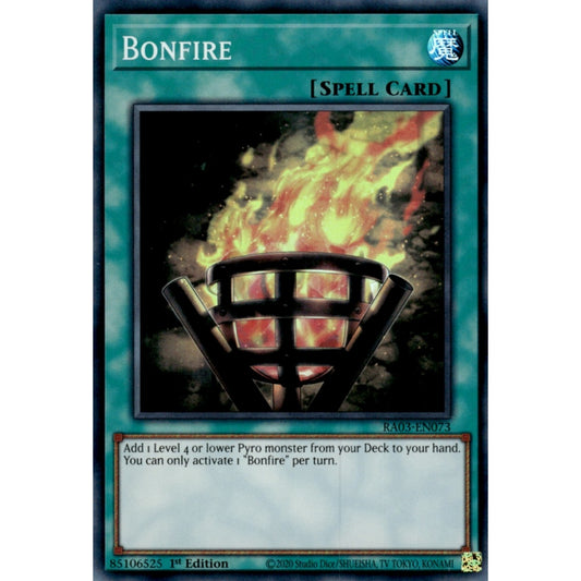 Bonfire RA03-EN073 QCR Quarter Century Secret Rare Yu-Gi-Oh Quarter Century Bonanza in Art