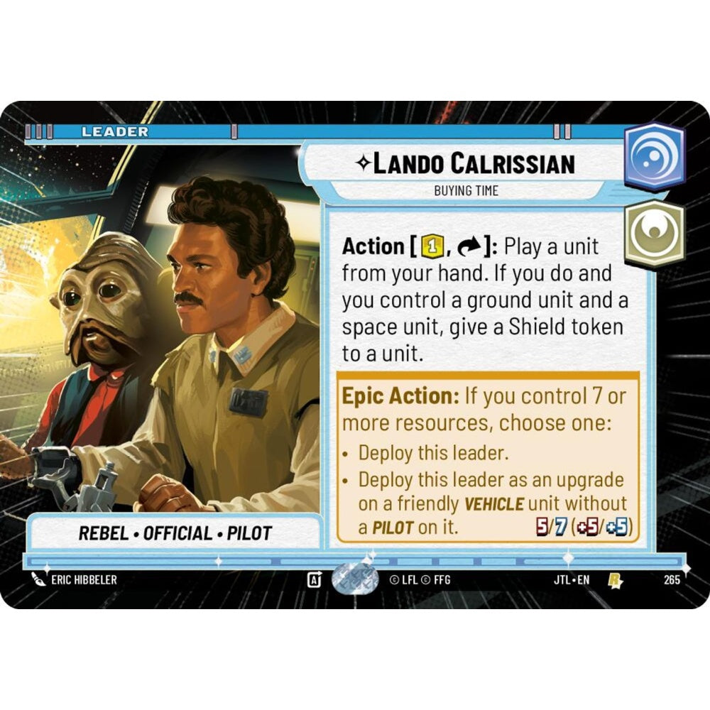Lando Calrissian, R, JTL 265) Hyperspace, Star Wars Unlimited
