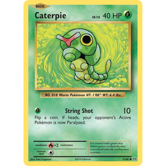 Caterpie Common 3/108 Pokemon Card Game Evolutions
