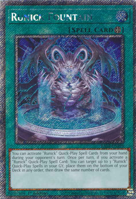Runick Fountain MP23-EN239 Prismatic Prismatic Secret Rare Yu-Gi-Oh 25th Anniversary Tin: Dueling Heroes Mega Pack in Art
