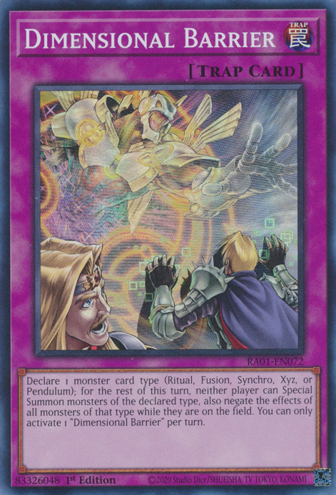 Dimensional Barrier RA01-EN072 Super Super Rare Yu-Gi-Oh 25th Anniversary Rarity Collection in Art