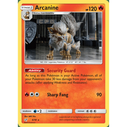 Arcanine Rare 6/18 Pokemon Card Game Detective Pikachu