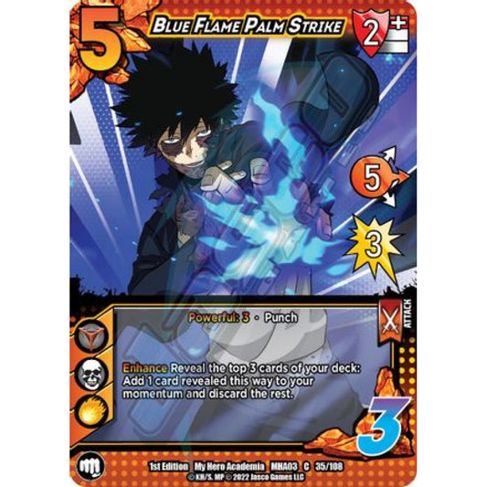 Blue Flame Palm Strike, 35/108, C, UniVersus, MHA03 Heroes Clash