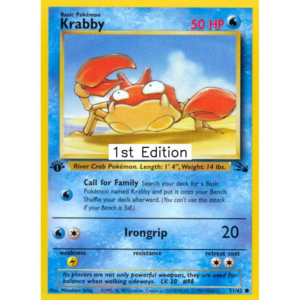 Krabby Common 51/62 Pokemon Card Game Fossil