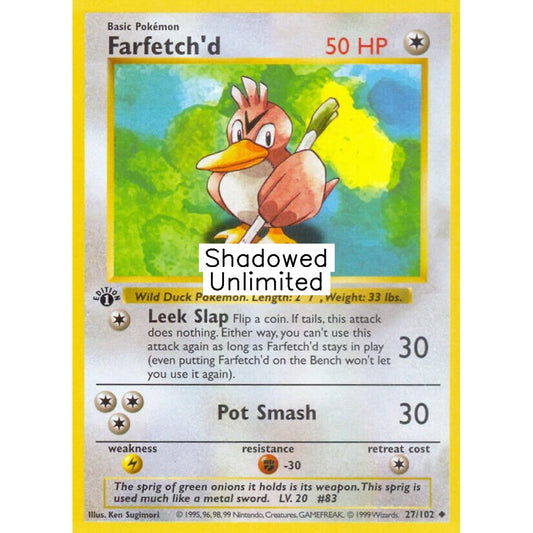 Farfetch'd Uncommon 27/102 Pokemon Card Game Base Set