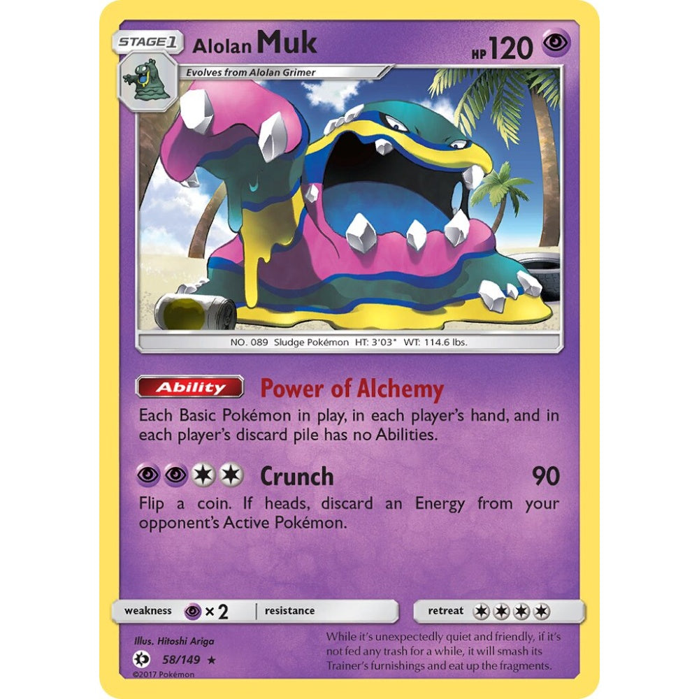 Alolan Muk Rare Holo 58/149 Pokemon Card Game Sun & Moon