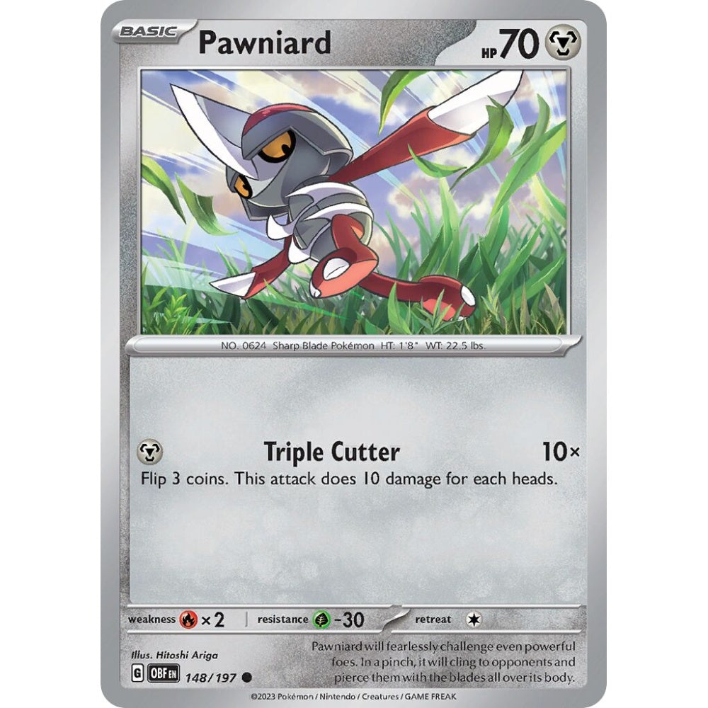 Pawniard Common 148/197 Pokemon Card Game Obsidian Flames