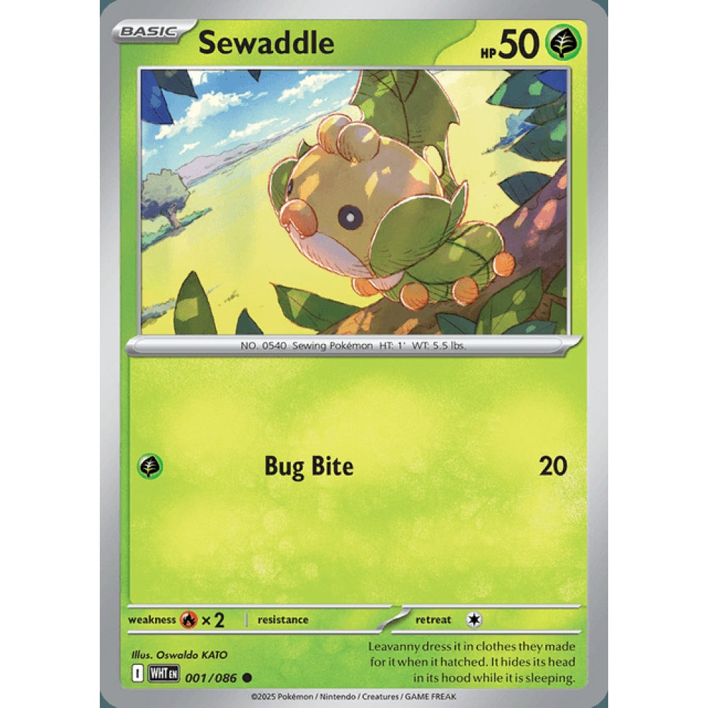 Sewaddle Common 1/086 Pokemon Card Game White Flare