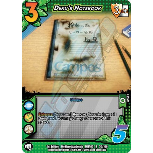 Deku's Notebook, 30/108, R, UniVersus, MHA03 Heroes Clash