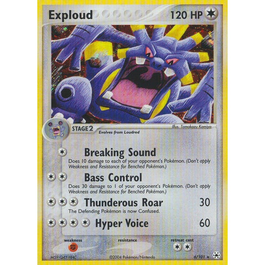 Exploud Rare Holo 6/101 Pokemon Card Game EX Hidden Legends