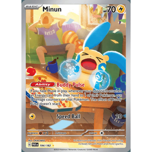 Minun Illustration Rare 194/182 Pokemon Card Game Paradox Rift