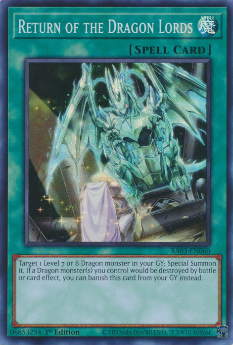 Return of the Dragon Lords RA03-EN060 Platinum Platinum Secret Rare Yu-Gi-Oh Quarter Century Bonanza in Art
