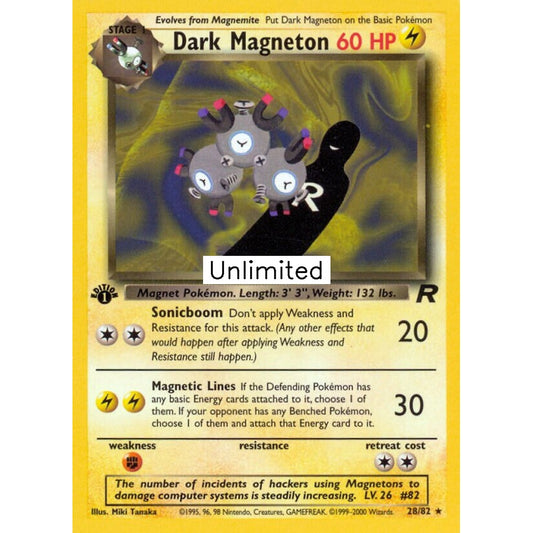 Dark Magneton Rare 28/82 Pokemon Card Game Team Rocket