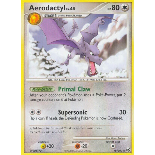 Aerodactyl Rare 15/100 Pokemon Card Game Majestic Dawn