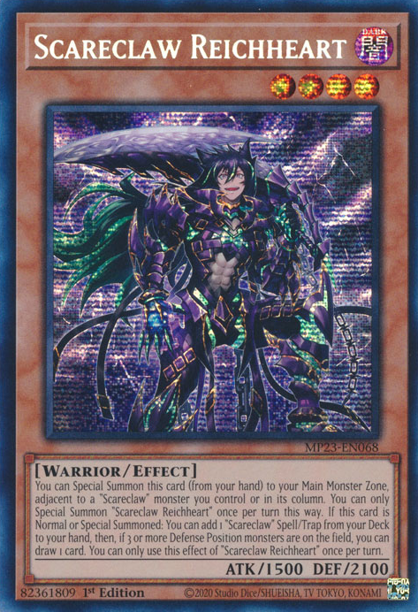 Scareclaw Reichheart MP23-EN068 Prismatic Prismatic Secret Rare Yu-Gi-Oh 25th Anniversary Tin: Dueling Heroes Mega Pack in Art