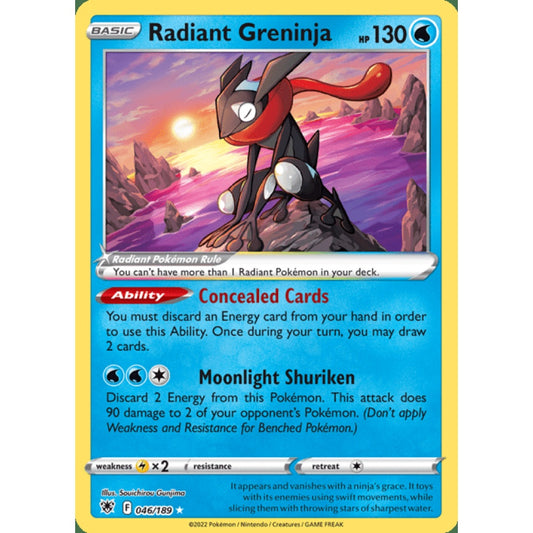Radiant Greninja Radiant Rare 046/189 Pokemon Card Game Astral Radiance