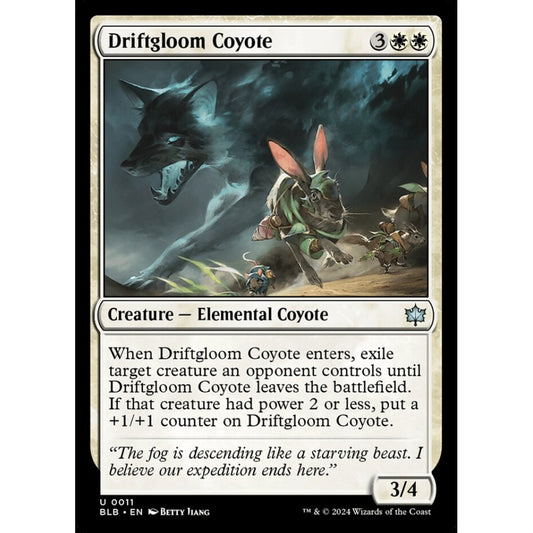 Driftgloom Coyote, 11, uncommon, Magic: The Gathering, Bloomburrow