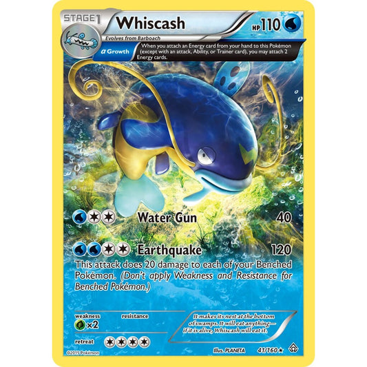 Whiscash Rare 41/160 Pokemon Card Game Primal Clash