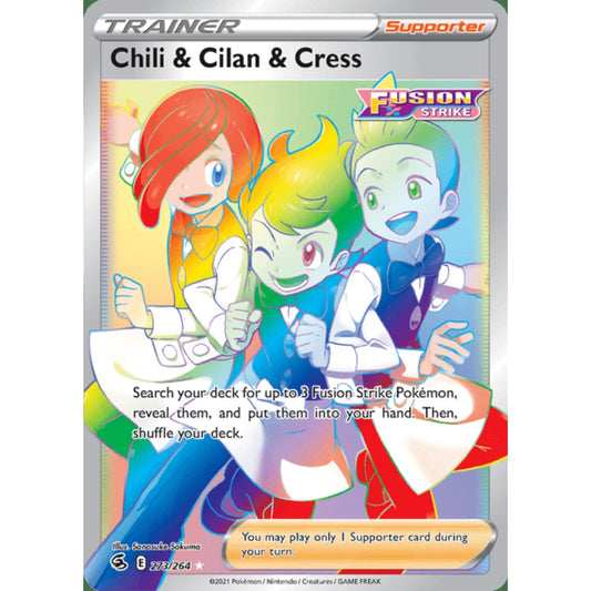 Chili & Cilan & Cress Rainbow Rare 273/264 Pokemon Card Game Fusion Strike
