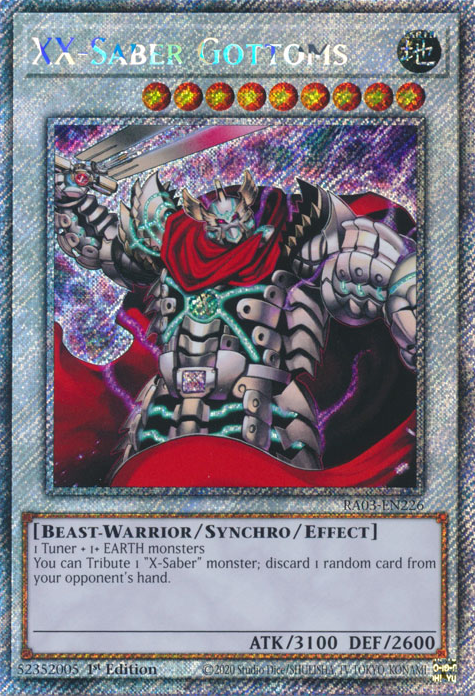 XX-Saber Gottoms RA03-EN226 Platinum Platinum Secret Rare Yu-Gi-Oh Quarter Century Bonanza in Art