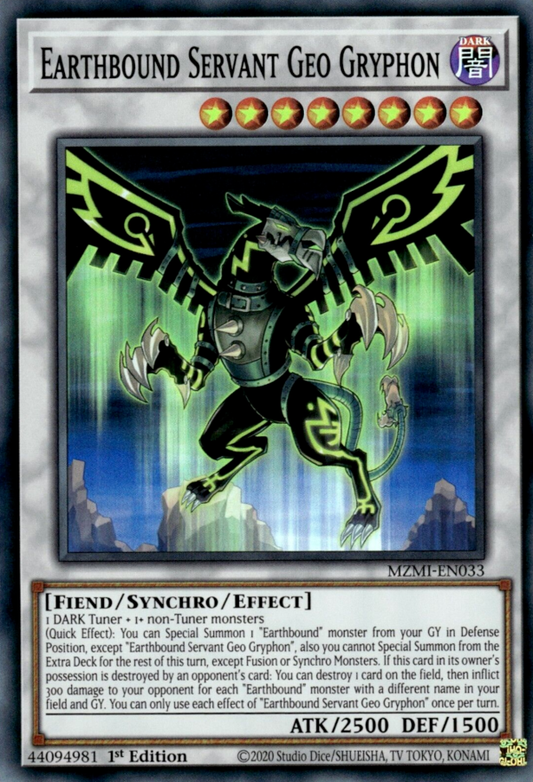 Earthbound Servant Geo Gryphon MZMI-EN033 Super Super Rare Yu-Gi-Oh Maze of Millennia in Art