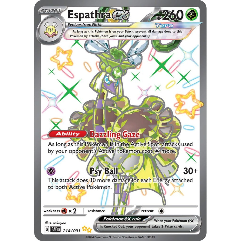 Espathra ex Shiny Ultra Rare 214/091 Pokemon Card Game Paldean Fates