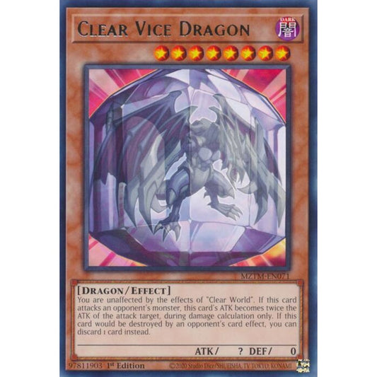 Clear Vice Dragon MZTM-EN071 Rare Yu-Gi-Oh Maze of the Master