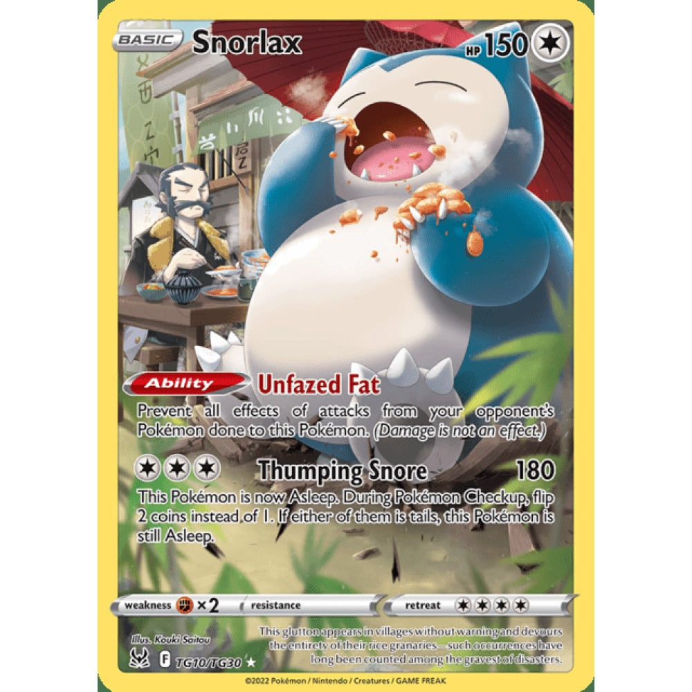Snorlax Illustration Rare TG10/TG30 Pokemon Card Game Lost Origins