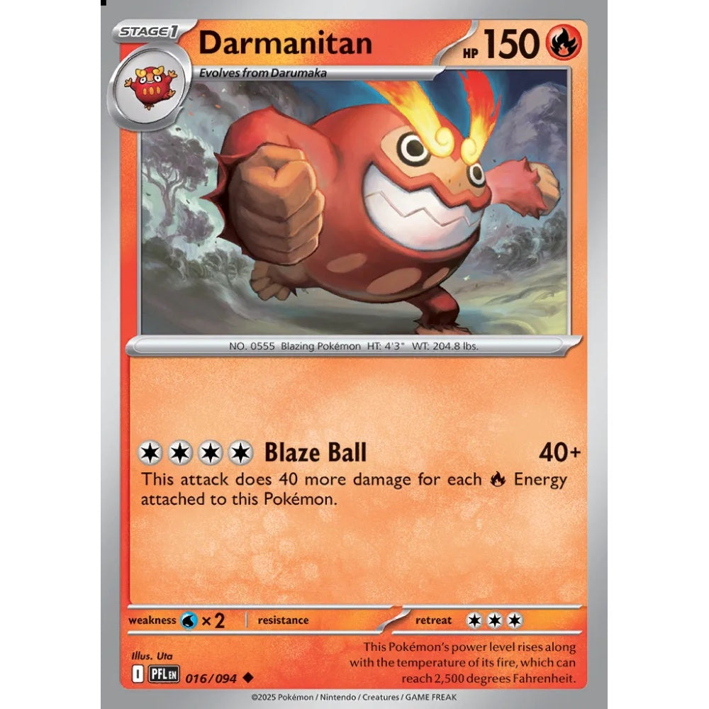 Darmanitan Uncommon 016/094 Pokemon Card Game Phantasmal Flames