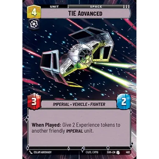 TIE Advanced, 492, U, Star Wars Unlimited, Sparks Of Rebellion