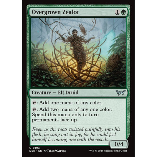 Overgrown Zealot, 193, uncommon, Magic: The Gathering, Duskmourn: House of Horror