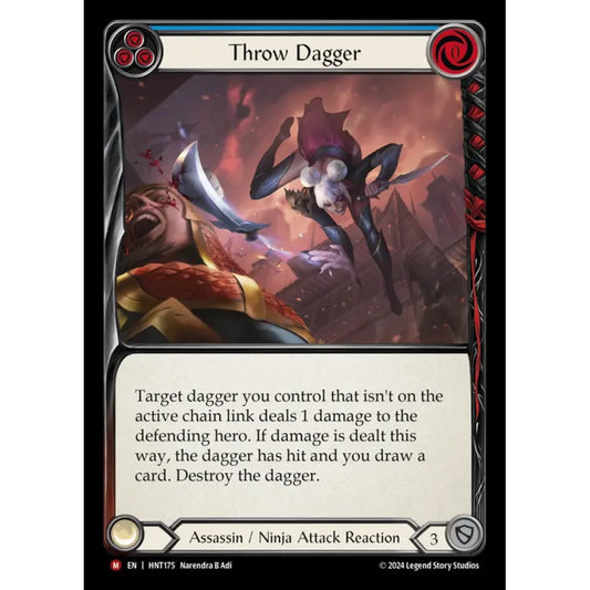 Throw Dagger HNT175-RF Majestic Flesh & Blood Trading Card Game The Hunted in Rainbow Foil Art