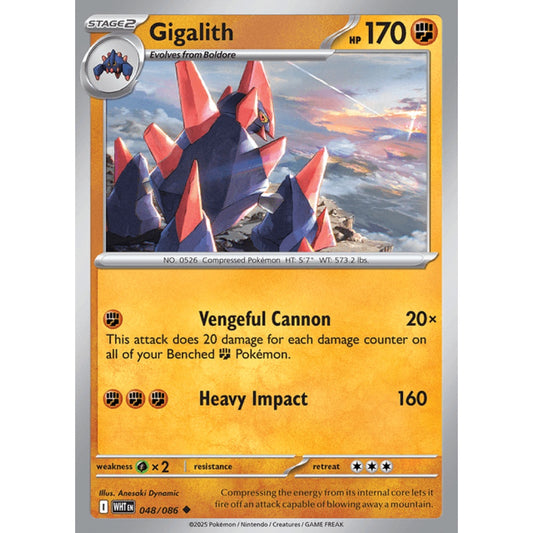 Gigalith Uncommon 48/086 Pokemon Card Game White Flare