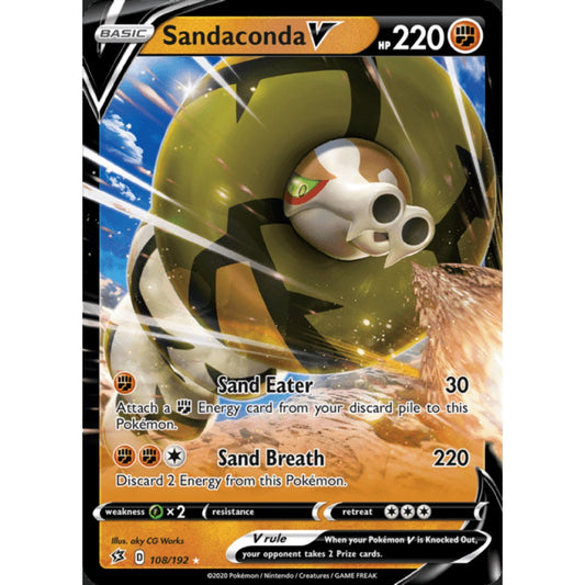 Sandaconda V Double Rare 108/192 Pokemon Card Game Rebel Clash