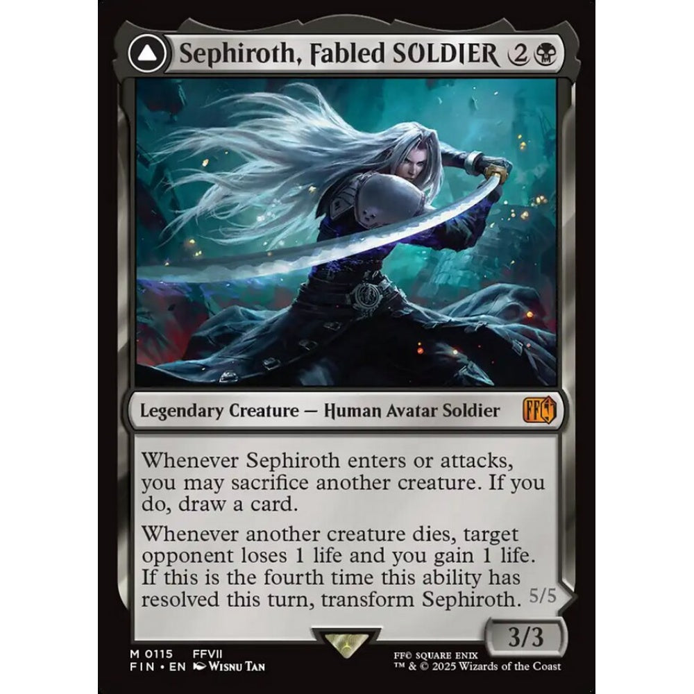 Sephiroth, Fabled SOLDIER // Sephiroth, One-Winged Angel mythic 115 Magic the Gathering Final Fantasy