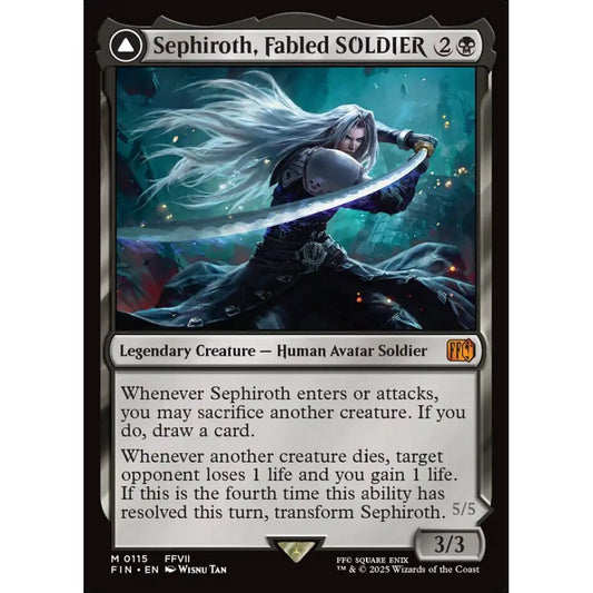 Sephiroth, Fabled SOLDIER // Sephiroth, One-Winged Angel mythic 115 Magic the Gathering Final Fantasy