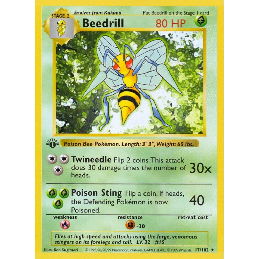 Beedrill Rare 17/102 Pokemon Card Game Base Set