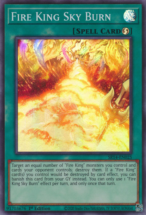 Fire King Sky Burn SR14-EN025 Super Super Rare Yu-Gi-Oh Structure Deck: Fire Kings in Art